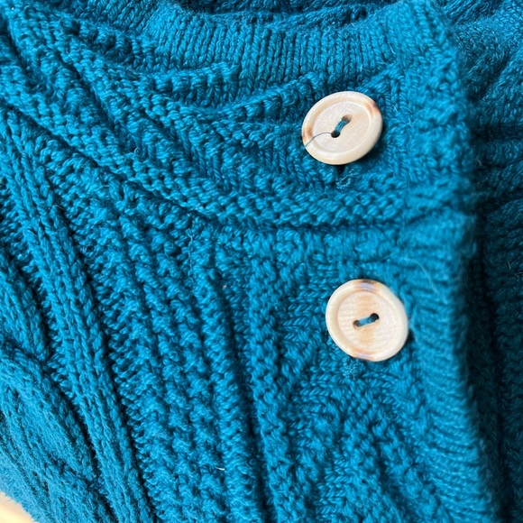 VINTAGE WOMENS CABLE KNIT LL BEAN BLUE CARDIGAN Small - Picture 3 of 9